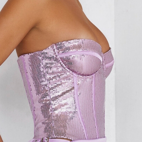 Mistress Rocks Lavender/Lilac Sequined Corset Top NWOT - Picture 5 of 15